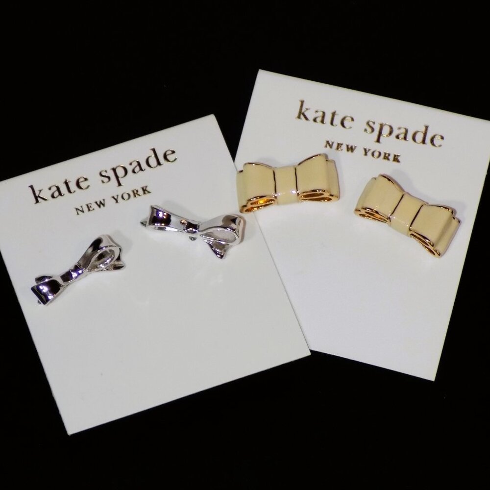 Lot of 2 New Pairs Kate Spade 14K Gold Filled Bow Stud Earrings Bundle. - Picture 4 of 5